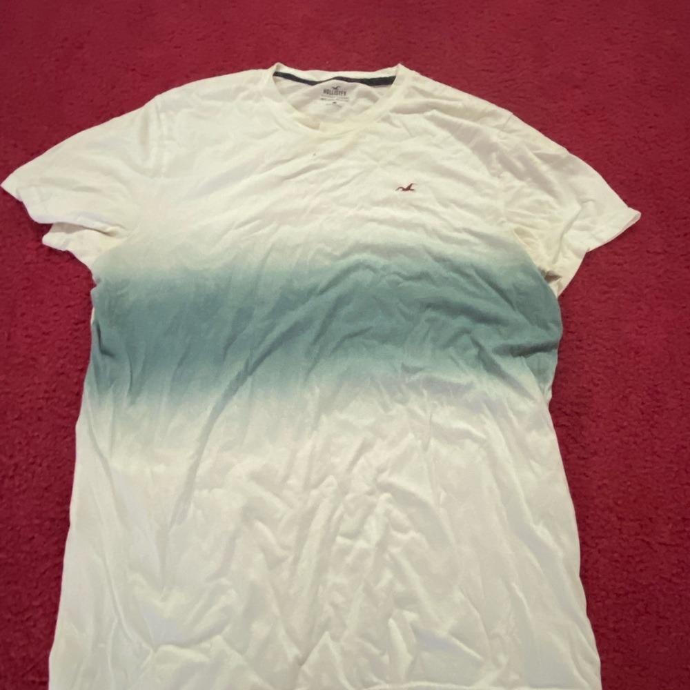 Hollister White to Aqua Ombre Short Sleeve Tee